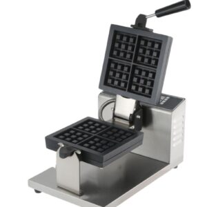 Square Belgian commercial waffle machine with removable plates for cafés and dessert businesses